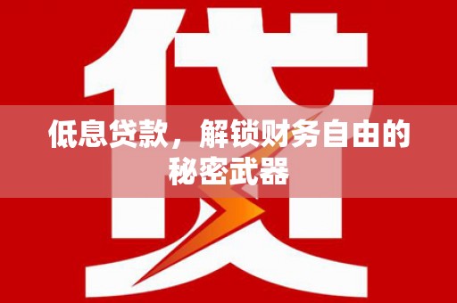 海东低息贷款，解锁财务自由的秘密武器