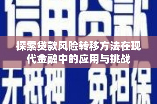 海东探索贷款风险转移方法在现代金融中的应用与挑战