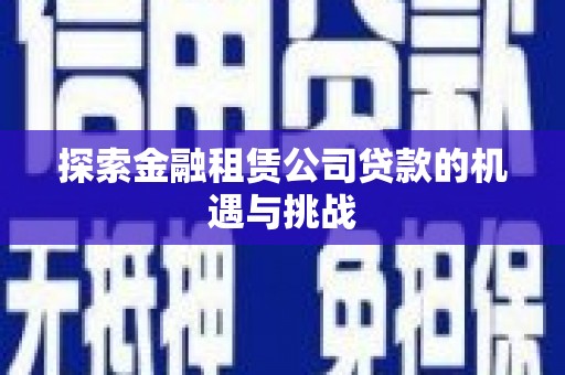 海东探索金融租赁公司贷款的机遇与挑战