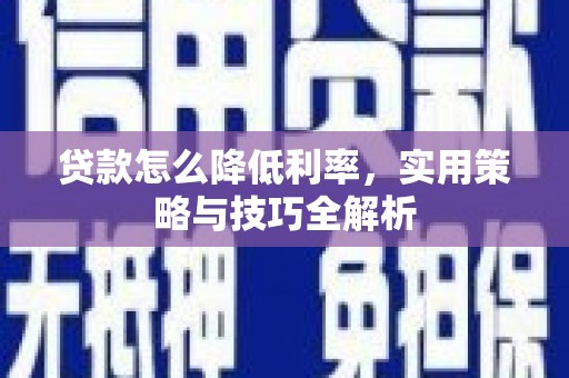 海东贷款怎么降低利率，实用策略与技巧全解析