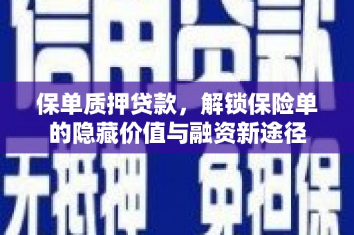 海东保单质押贷款，解锁保险单的隐藏价值与融资新途径