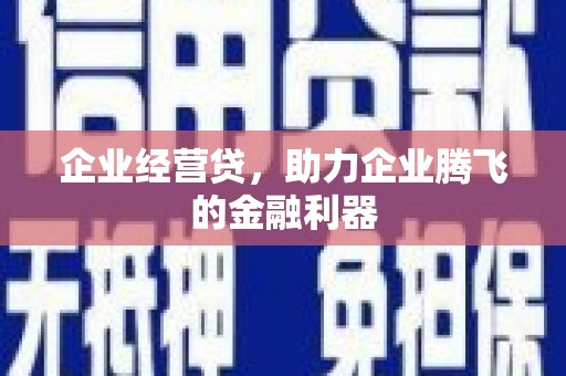 海东企业经营贷，助力企业腾飞的金融利器