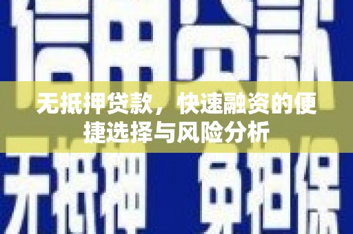 海东无抵押贷款，快速融资的便捷选择与风险分析