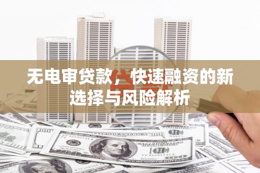海东无电审贷款，快速融资的新选择与风险解析