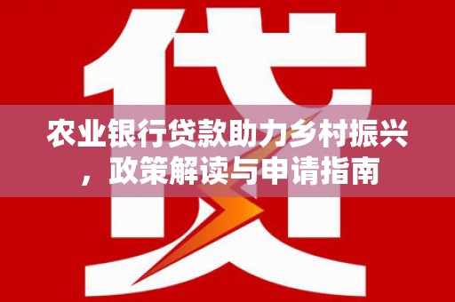 海东农业银行贷款助力乡村振兴，政策解读与申请指南