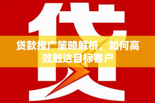 海东贷款推广策略解析，如何高效触达目标客户