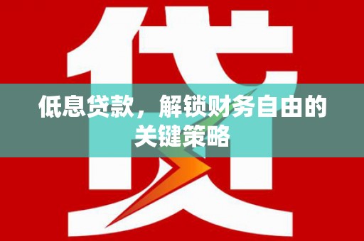 海东低息贷款，解锁财务自由的关键策略