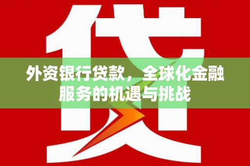 海东外资银行贷款，全球化金融服务的机遇与挑战