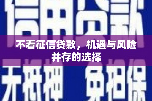 海东不看征信贷款，机遇与风险并存的选择